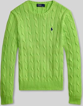 Polo Ralph Lauren Strickpullover mit Zopfmuster Modell JULIANNA in Hellgruen, Gr&ouml;&szlig;e XL
