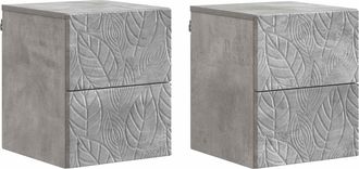 vidaXL Mesita De Noche De Pared 2 Uds. Gris Hormig&oacute;n 34,5 X 33 X 40 Cm Vidaxl