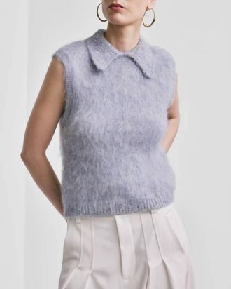 byTiMo Hairy Knit Sleeveless Vest In Sky Blue