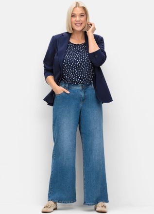 Sheego Bequeme Jeans SHEEGO, Damen, Gr. 40, Normalgr&ouml;ssen, blau (blau denim), 99% Baumwolle, 1% Elasthan, unifarben, lang, Jeans Bequeme Jeans