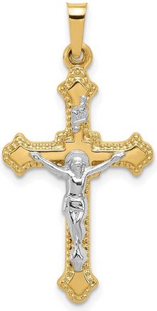 Diamond2Deal 14k Two-tone Gold Polished INRI Crucifix Pendant