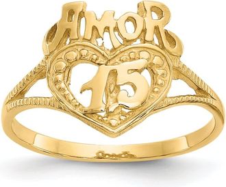 Diamond2Deal 14k Yellow Gold 15 Amor Heart Ring