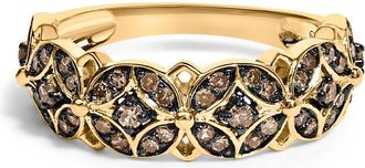 House of Brilliance 10K Yellow Gold Plated Silver 3/8 Cttw Champagne Diamond Lattice Work Band Ring in Yellow Gold Over Silver at Nordstrom