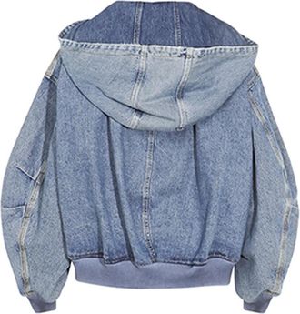 The Attico Bomber denim con cappuccio - Blu