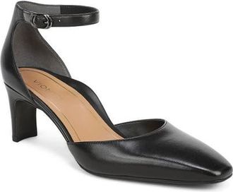 Vionic Scarlett Ankle Strap Pump in Black Leather at Nordstrom, Size 8.5