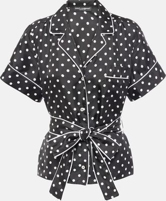 Dolce & Gabbana Polka-dot silk twill pajama shirt