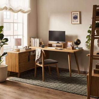 Castlery Versatile Configuration Wooden L-Shaped Desk - Brown