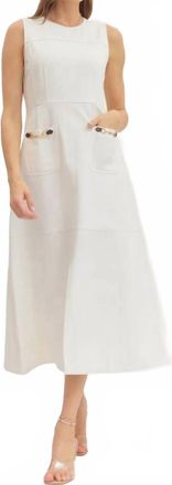 Entro Sleeveless Denim Midi Dress In White