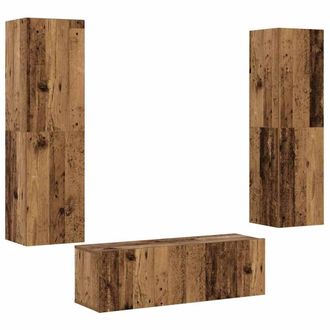 Berkfield Home Wall Mounted TV cabinets 3 pcs Old Wood Engineered Wood in Brown