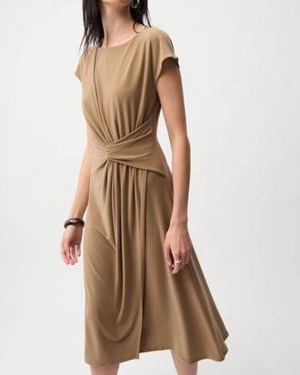 Joseph Ribkoff Silky Knit Cap Sleeve Dress In Tigers Eye