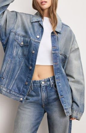 Good American Coated Oversize Denim Jacket in Indigo927 at Nordstrom Rack, Size Small