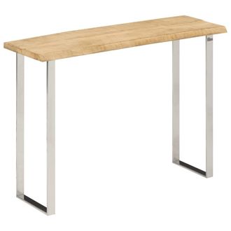 vidaXL Mesa Consola Con Borde Natural Madera Mango Maciza 105x33x76 Cm Vidaxl