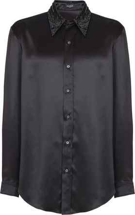 Balmain Camicia con cristalli - Nero