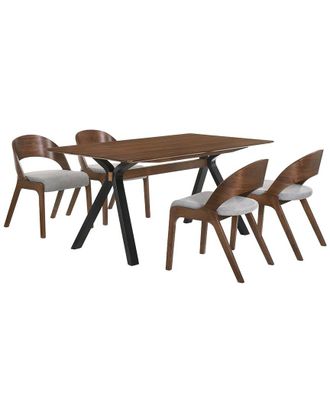 Armen Living Laredo And Polly 5Pc Walnut Rectangular Dining Set