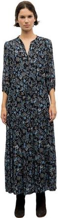 Gerard Darel Corie Floral V-Neck Maxi Dress in Black at Nordstrom, Size 10