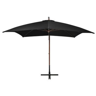 Berkfield Home Hanging Parasol with Pole Black 3x3 m Solid Fir Wood
