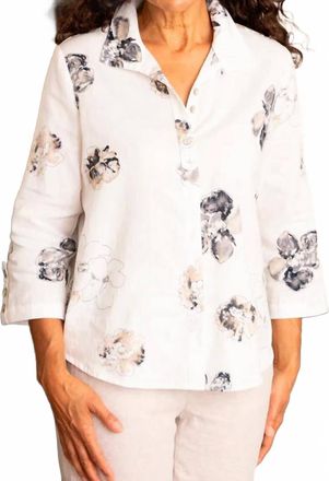 Habitat Watercolor Floral Swing Buttoned Shirt In Beige