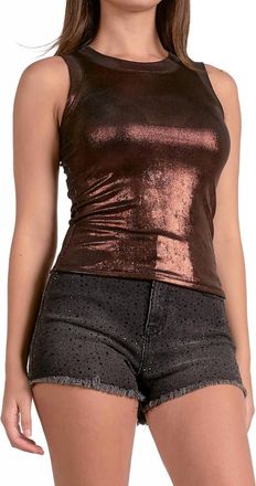 Elan Olivia Glitter Tank In Chocolate