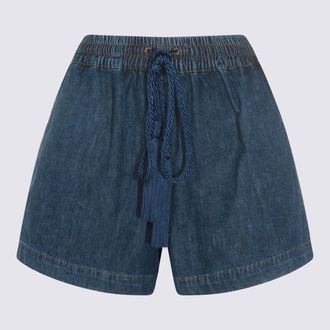Valentino Patch Pocket Denim Denim Shorts - Blue