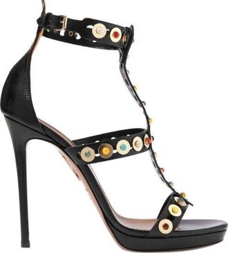 Aquazzura Black leather Byzantine Gladiator heeled sandals Size 38