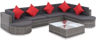 vidaXL Set De Muebles De Jard&iacute;n 8 Pzas Y Cojines Rat&aacute;n Sint&eacute;tico Gris Vidaxl