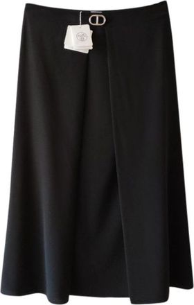 Herm&egrave;s Black Silk Chaine DAncre Jupe Midi Skirt