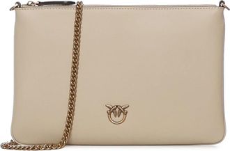 Pinko Flat Classic Pochette - Dames - Schoudertassen - Beige - ONE Size - Leer - Tassen