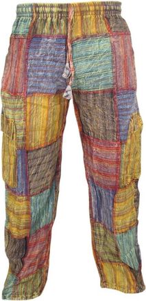 Gheri Cotton Patchwork Summer Casual Elastic Drawstring Trousers, Multicolored X-Large Multicoloured