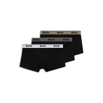 BOSS Three-pack of cotton trunks with logo waistband