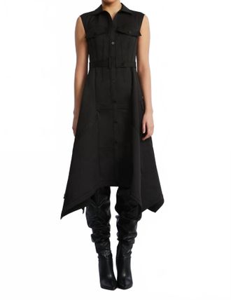 Bcbgmaxazria Scarf Hem Taffeta Twill Dress In Black