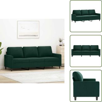 vidaXL Divano morbido - vidaXL Divano a 3 Posti Verde Scuro 180 cm in Velluto - Divano con imbottitura