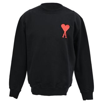 Ami Crewneck Logo Sweatshirt in Black Cotton
