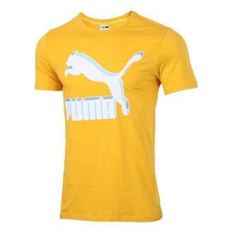Puma Classics Logo logo Sports Short Sleeve TEE Men Yellow 596535-25