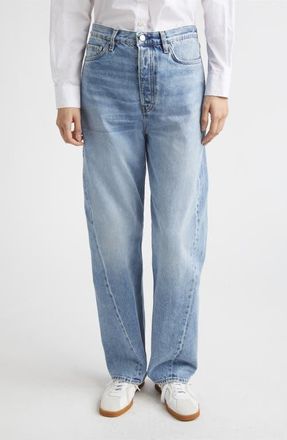 Toteme Twisted Seam High Waist Straight Leg Jeans in Worn Blue 485 at Nordstrom, Size 26 X 32
