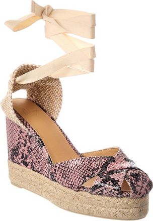 Castaner Chabeli Snake-Embossed Leather Wedge Sandal