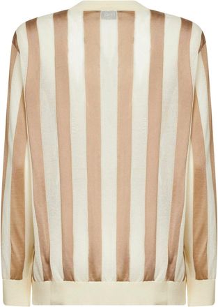 Fendi Womens Knit Sweater Pequin Silk-Cotton Multicolour