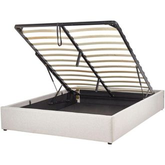 Beliani Beliani - Letto matrimoniale con contenitore in tessuto tessuto beige chiaro 140 x 200 cm Dinan