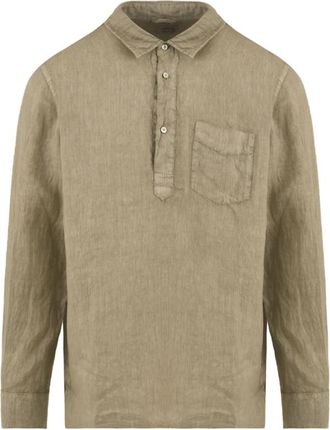 Aspesi Shirts - Heren - Casual Overhemden - Beige - S - Linnen - Overhemden