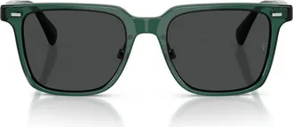 Oliver Peoples 52mm Rectangular Polarized Sunglasses in Translucent Dark Teal at Nordstrom