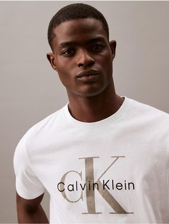 Calvin Klein Mens Monologo Crewneck T-Shirt - White - XL