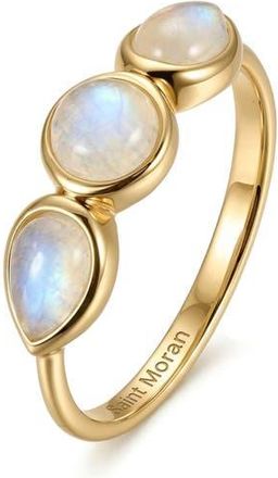 st. Moran Trio Moonstone Ring in White/gold at Nordstrom, Size 6