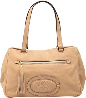 Loewe Pre-owned Leren Tote Bag - Dames - Vintage Shopper - Beige - ONE Size - Leer - Vintage