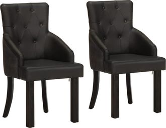 vidaXL Vidaxl - Sillas De Comedor 2 Unidades Cuero De Cabra Aut&eacute;ntico Negro
