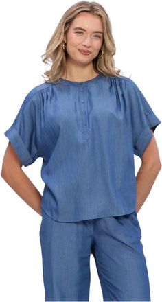 Minus Dames, Blouses & Shirts, Blauw, Maat: L