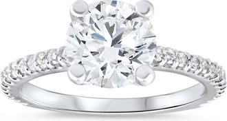 Pompeii3 3 Carat Diamond Engagement Solitaire Ring 14K White Gold Lab Grown Round Cut