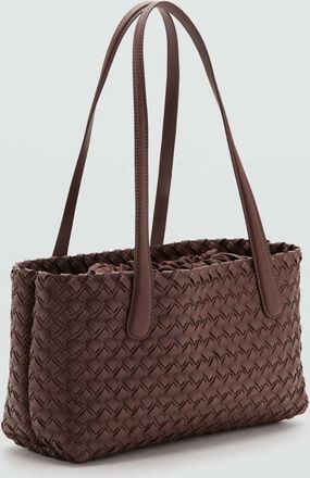 Mango Borsa tote intrecciata marrone - Donna - Taglia unica - MANGO