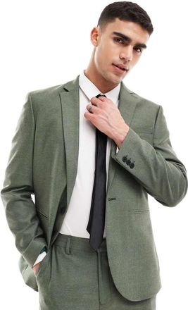 Asos slim suit jacket in forest green oxford texture