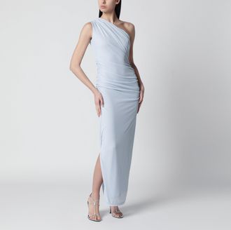 Rotate One-shoulder draped maxi dress in Plein Air blue