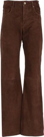 Arma Jean Suede Broek - Dames - Leren Broeken - Bruin - M - Leer - Broeken