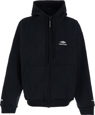 Balenciaga Black Relaxed Zip Up Hoodie